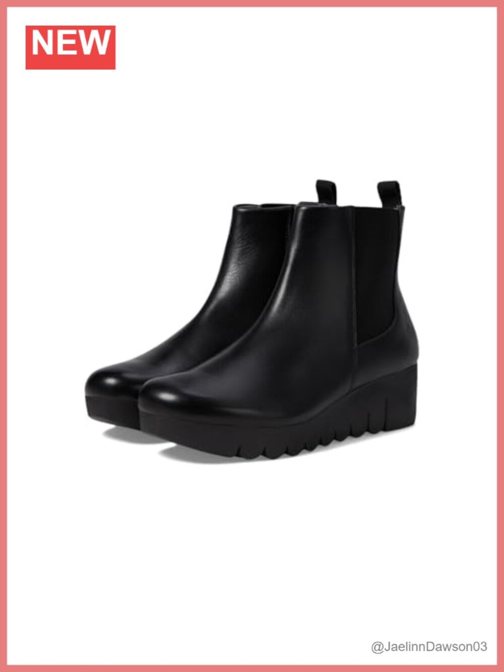 FLY London Ankle Boots Wedge Heel Leather Pull-On Women's 5
